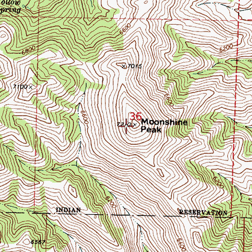 Topographic Map of Moonshine Peak, ID