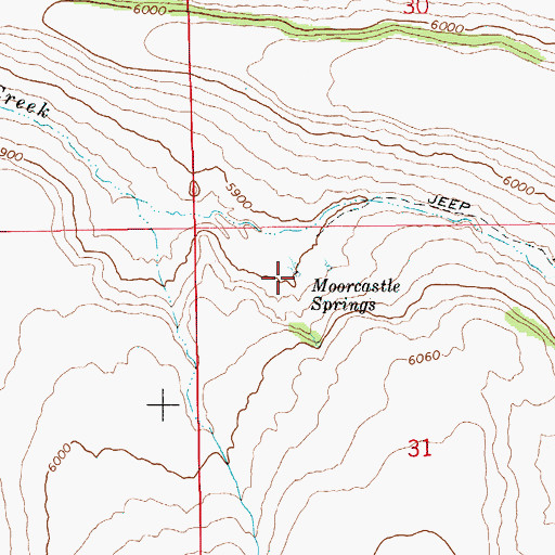 Topographic Map of Moorcastle Springs, ID