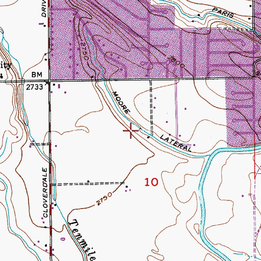 Topographic Map of Moore Lateral, ID