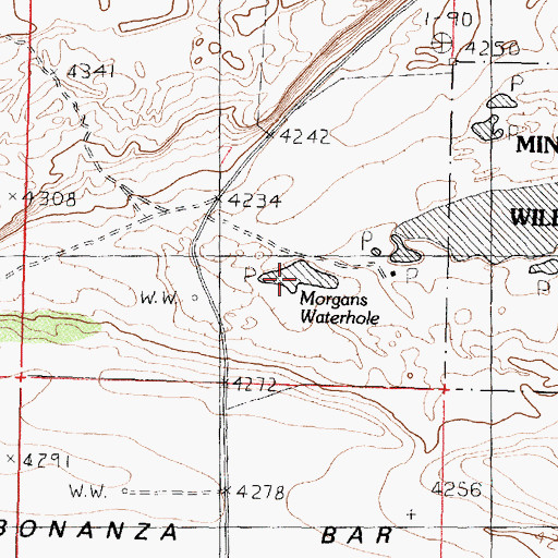 Topographic Map of Morgans Waterhole, ID