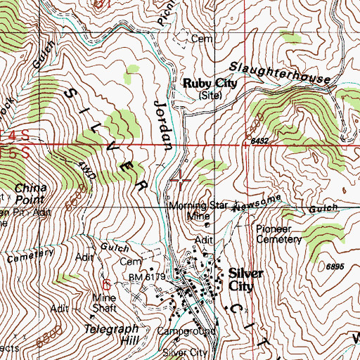 Topographic Map of Morning Star Mine, ID