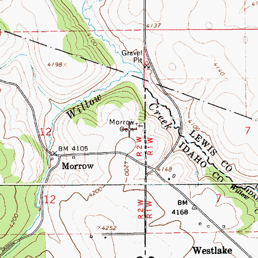 Topographic Map of Morrow Cemetery, ID
