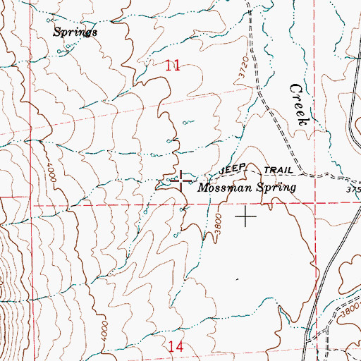 Topographic Map of Mossman Spring, ID