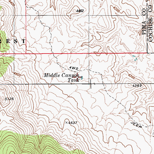 Topographic Map of Middle Canyon Tank, AZ