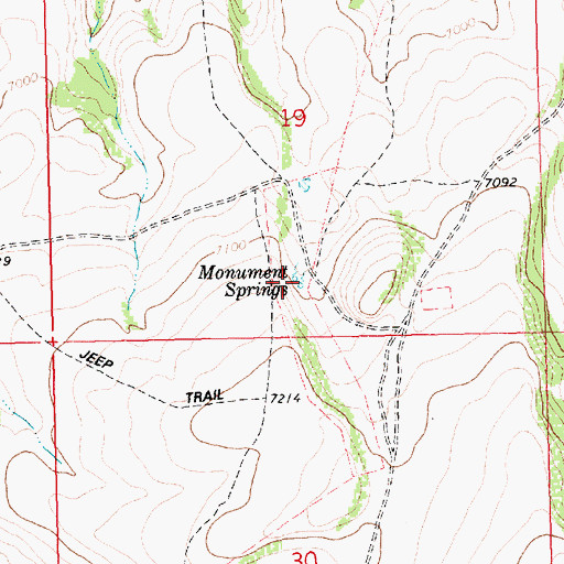 Topographic Map of Monument Springs, ID