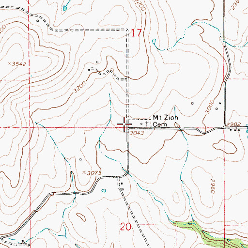 Topographic Map of Mount Zion Cemetery, ID
