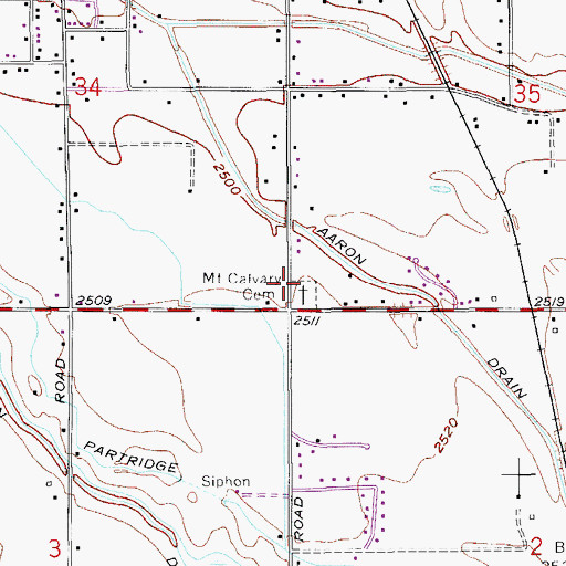 Topographic Map of Mount Calvary Cemetery, ID
