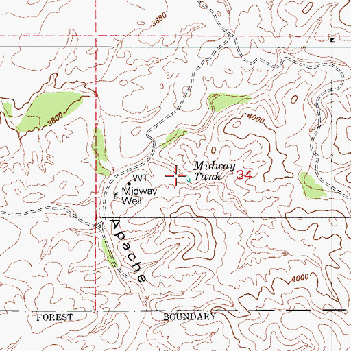 Topographic Map of Midway Tank, AZ