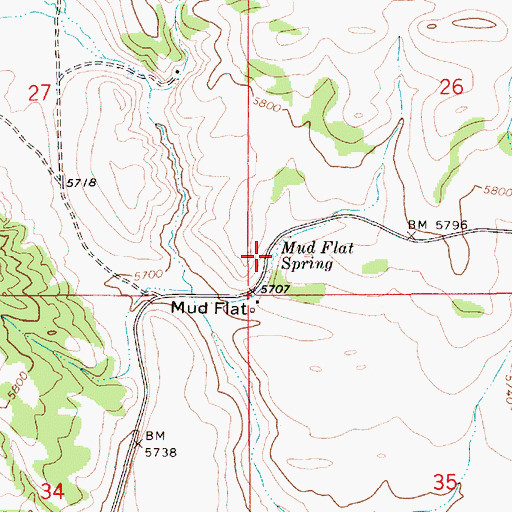 Topographic Map of Mud Flat Spring, ID