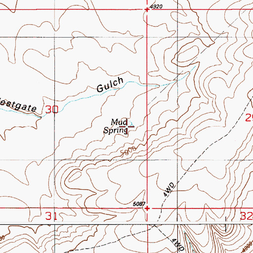 Topographic Map of Mud Spring, ID