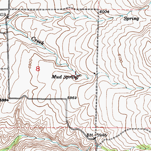 Topographic Map of Mud Spring, ID