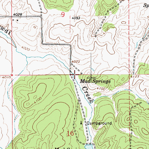 Topographic Map of Mud Springs, ID