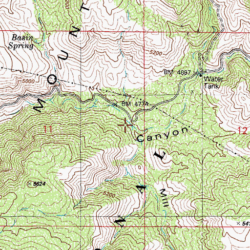 Topographic Map of Mill Canyon, AZ