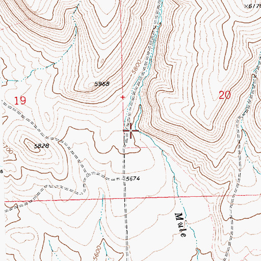 Topographic Map of Mule Creek Canyon, ID
