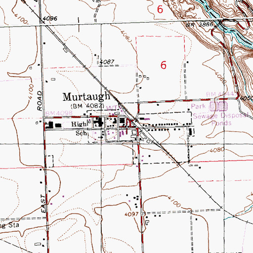 Topographic Map of Murtaugh, ID