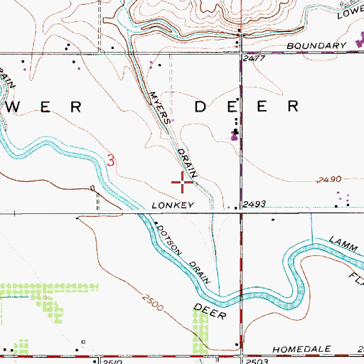 Topographic Map of Myers Drain, ID