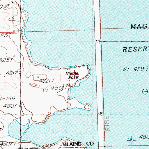 Topographic Map of Myrtle Point, ID