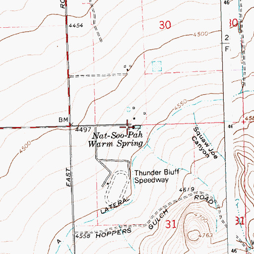 Topographic Map of Nat-Soo-Pah Warm Spring, ID