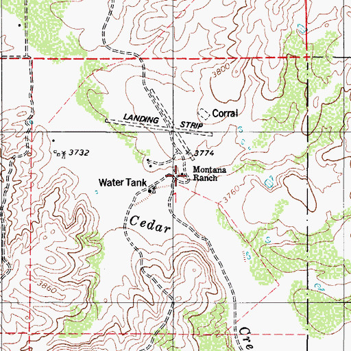 Topographic Map of Montana Ranch, AZ