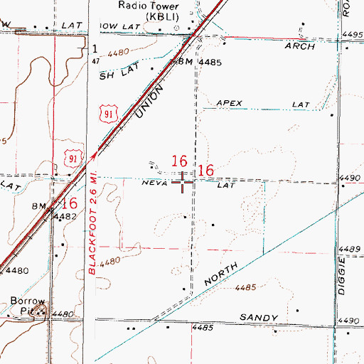 Topographic Map of Neva Lateral, ID