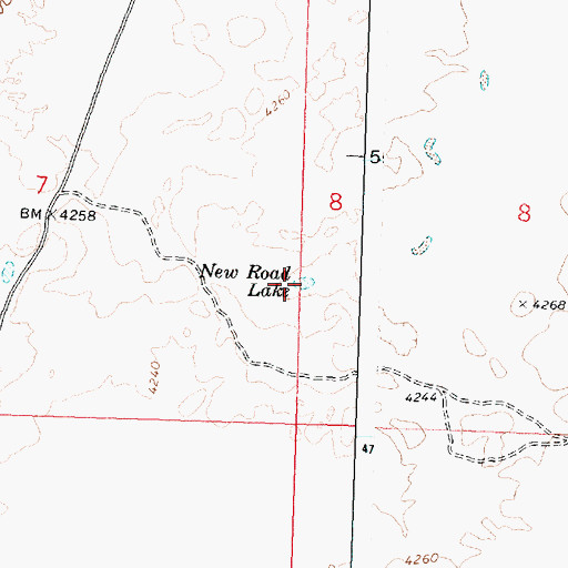 Topographic Map of New Road Lake, ID