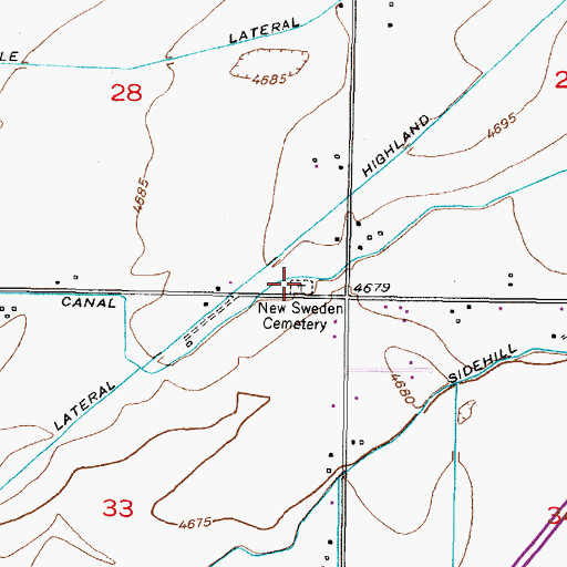 Topographic Map of New Sweden Cemetery, ID