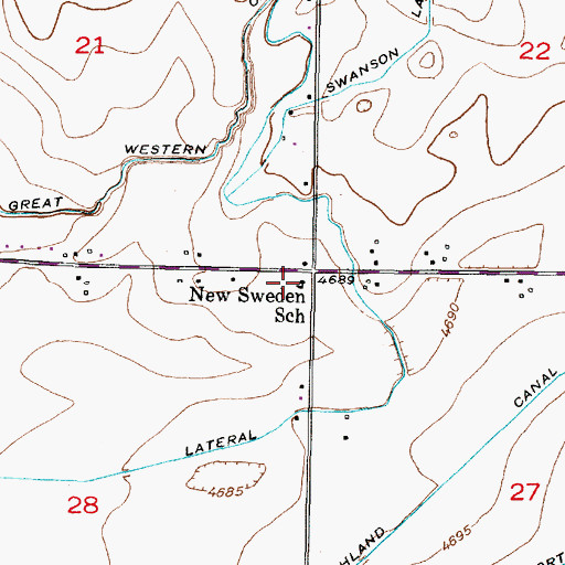 Topographic Map of New Sweden School, ID