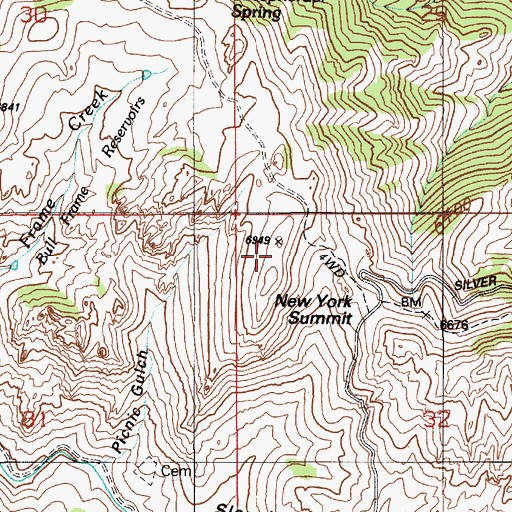 Topographic Map of New York Summit, ID