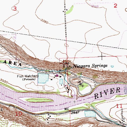 Topographic Map of Niagara Springs, ID