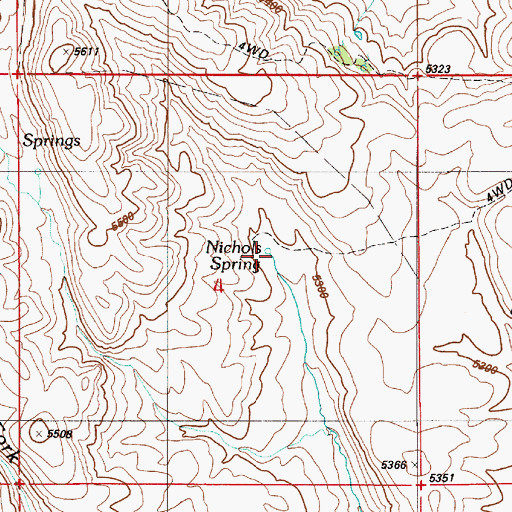 Topographic Map of Nichols Spring, ID