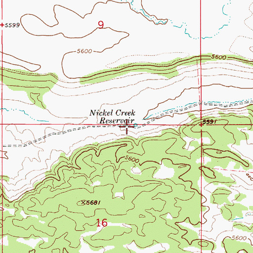 Topographic Map of Nickel Creek Reservoir, ID