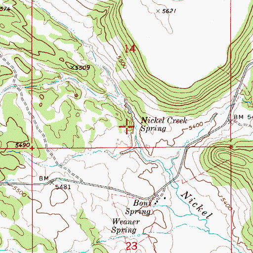 Topographic Map of Nickel Creek Spring, ID