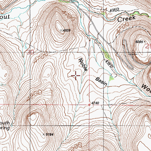 Topographic Map of Noble Basin, ID