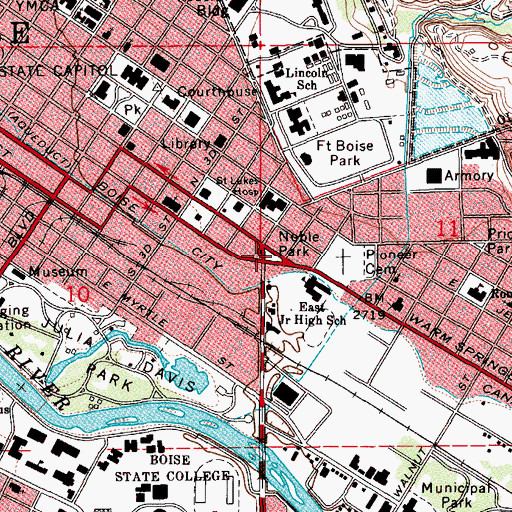 Topographic Map of Noble Park, ID