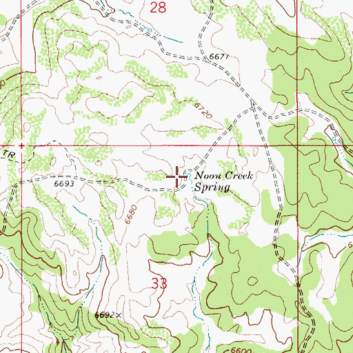 Topographic Map of Noon Creek Spring, ID