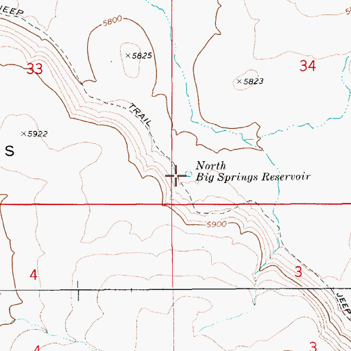 Topographic Map of North Big Springs Reservoir, ID