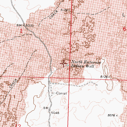 Topographic Map of North Entrance Indian Well, ID