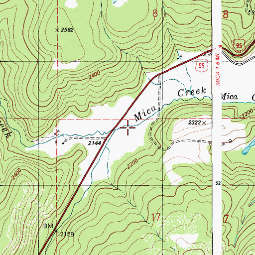 Topographic Map of North Fork Mica Creek, ID