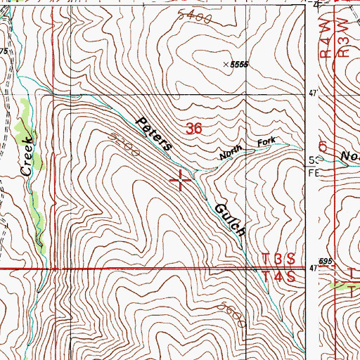 Topographic Map of North Fork Peters Gulch, ID