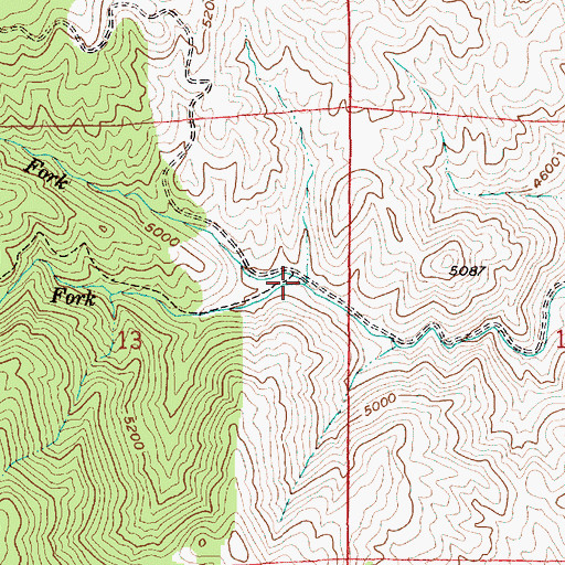 Topographic Map of North Fork Pine Creek, ID