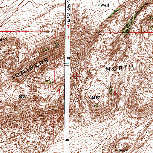 Topographic Map of North Junipers, ID