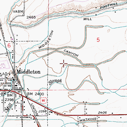Topographic Map of North Middleton Drain, ID