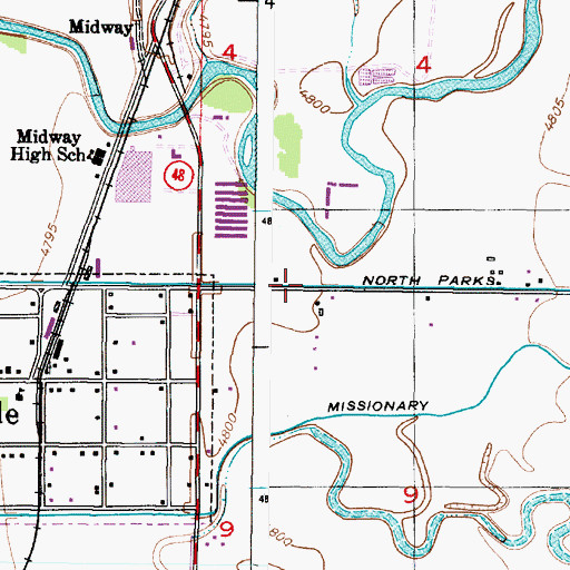 Topographic Map of North Parks Lewisville Canal, ID