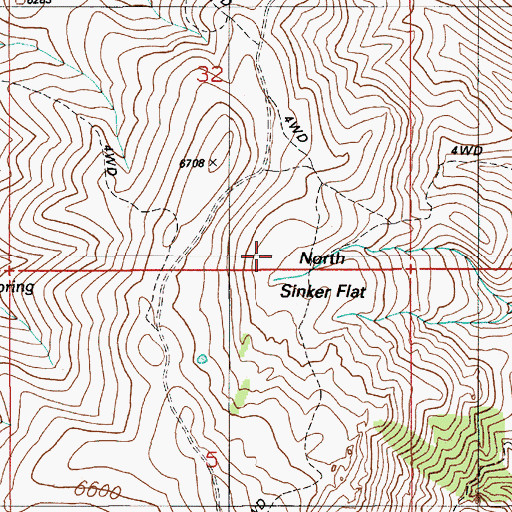 Topographic Map of North Sinker Flat, ID