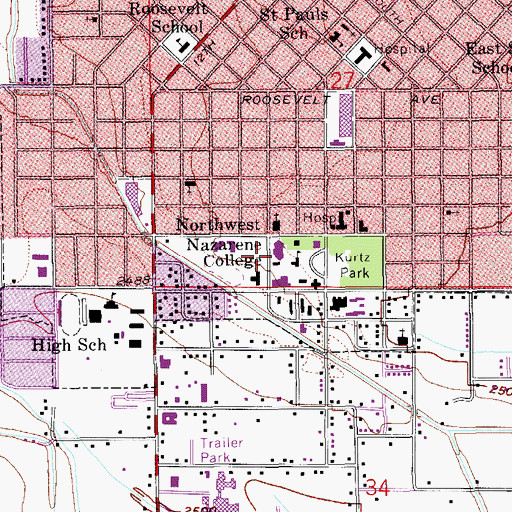 Topographic Map of Northwest Nazarene University, ID