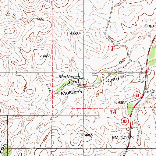 Topographic Map of Mulberry Tank, AZ