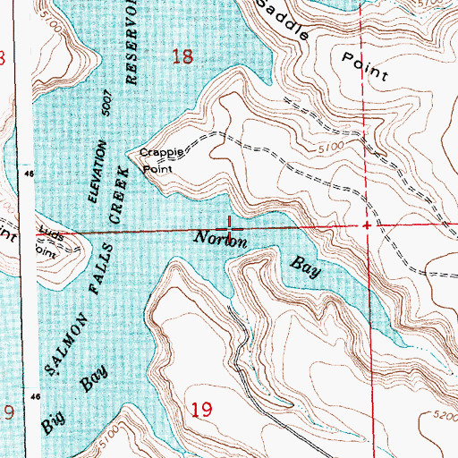 Topographic Map of Nortons Bay, ID