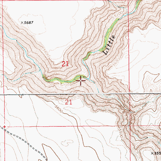 Topographic Map of O X Prong, ID