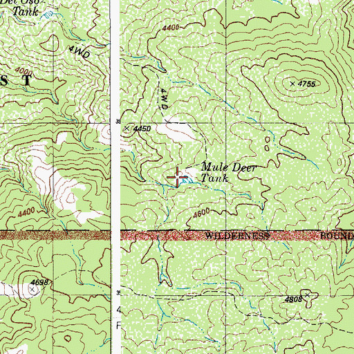 Topographic Map of Mule Deer Tank, AZ