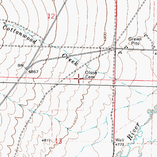 Topographic Map of Olson Cemetery, ID